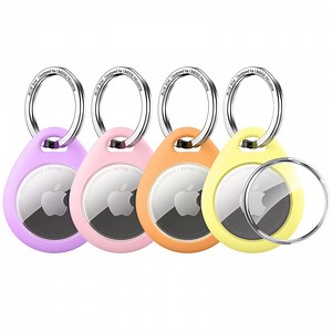 UNBREAKcable Holder for Apple AirTag with 304 Stainless Steel Keychain Key Ring - 4 Pack [Fit Tightly Design] [Easy to Install] [Hold Air Tag Securely] Waterproof TPU Shell Protective Case, 4 Color - Walmart.com