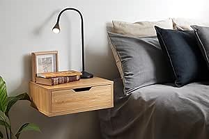 Floating Shelf with Drawer - Floating Nightstand with Drawer Wall Mounted Nightstand - Floating Drawers for Wall - Light Wood Nightstand - Light Oak