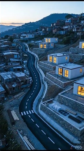 Hillside Settlement Overflow Transformation | 8-Second Cinematic Timelapse From Collapse to Moder