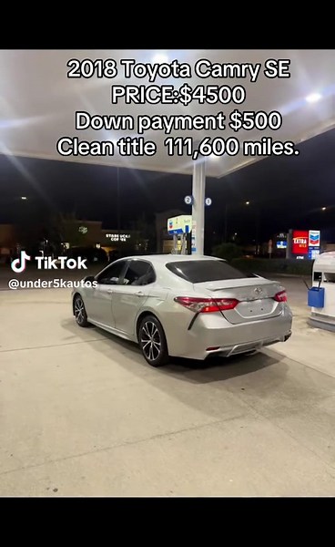2018 Toyota Camry SE – Sporty & Reliable 💥 PRICE:$4500 Down payment $500 Clean title Great running and super clean 2018 Camry SE with 111,600 miles. This is one of the most dependable sedans out there—perfect daily driver with great gas mileage and a sporty look. ✔️ 2.5L 4-Cylinder Engine ✔️ Automatic Transmission ✔️ Up to 35–39 MPG ✔️ Sport SE Package (spoiler, sport wheels, aggressive styling) Features: * Backup camera * Bluetooth / touchscreen display * Adaptive cruise control * Lane departu