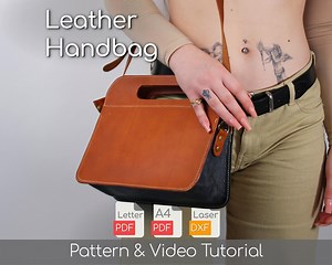 Leather Handbag Pattern Integrated Handles Leather Crossbody Purse Pattern Template DIY Wallet Tutorial - Etsy