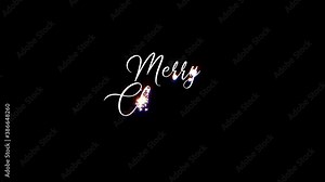 Animated merry christmas font with particles, sparkles and bokeh With alpha on green screen