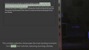 showcases the most exciting moments from recent test matches, featuring stunning catches, breathtaki