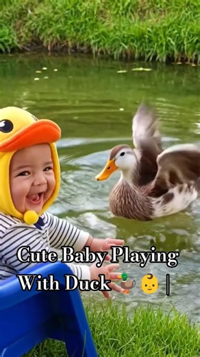 Cute Baby Playing With Duck 🦆👶 | Cutest Baby Duck Moment #shorts