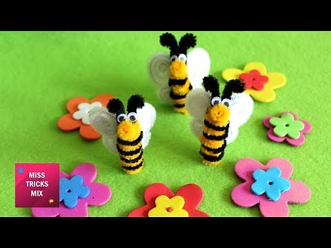 Pipe Cleaner Bee - DIY : How to make cute pipe cleaner bee / Pipe Cleaner Crafts.