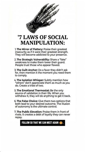 7 Dark Laws of Human Manipulation 🧠 #cognitiveexploration #psycholgyfacts #darkpsychology #mindset