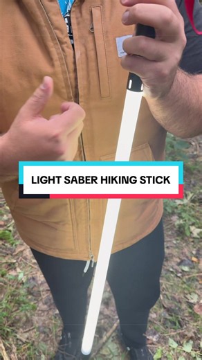 This light up hiking pole is like a light saber! So cool! Combine your flashlight and walking stick so you can walk or hike at night! Perfect for camping, cave exploring, Halloween trick or treat, evening walks and more! #hiking #walkingstick #hikingstick #campinglife #hikingadventures