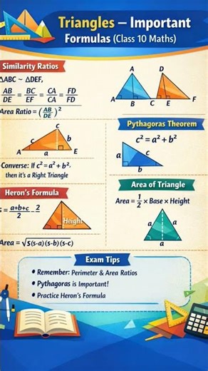 Triangles Important Formulas | Class 10 Maths | Board Exam Quick Revision 🔺