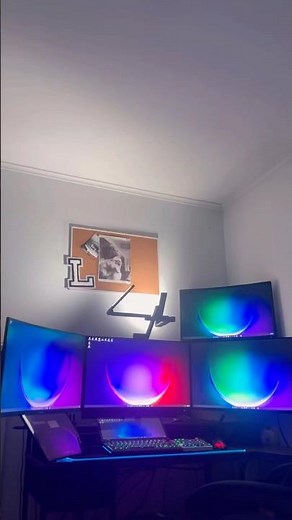 6 screen pc set up! #triplemonitor #desktop #setup #pcsetup #monitor #pc #dell #eizo #samsung