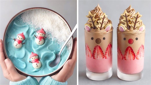 How to Make Snowman Smoothie Bowl & Reindeer Mousse Cups ⛄🦌 | Satisfying Winter Dessert Tutorial