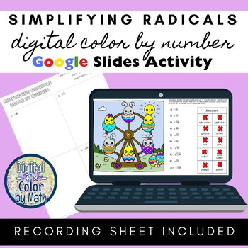 Digital Color by Number: Simplifying Radicals - Spring - Easter
