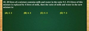 20 litres of a mixture contains milk and water in the ratio 5:3... | Filo