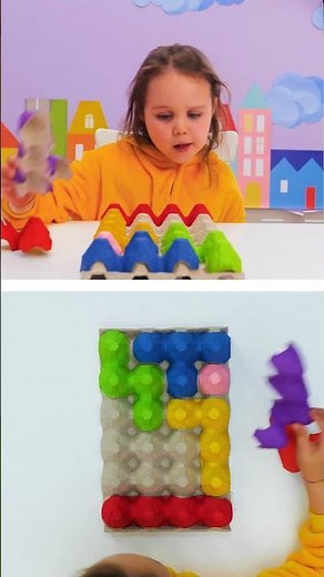 😲🎮 LOOK! EGG TRAY TETRIS TRICK! #fun #brain