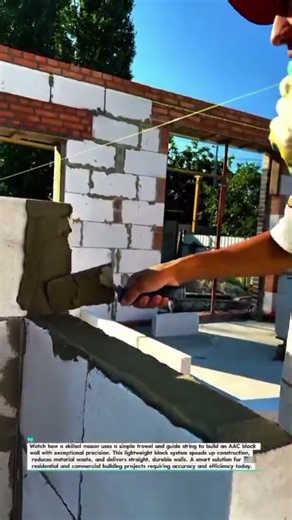 AAC Block Wall Construction Made Fast & Accurate! #MasonryWork #AACBlocks #ConstructionTech
