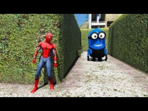 GTA 5 Funny Ragdoll Blue Spiderman Vs Colourful Minions Epic Episode 3