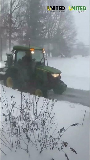 John Deere 4066R with Frontier Snow Blower plowing 2' of snow | February 2022