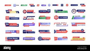 Breaking news banner. Set of tv titles and bars for video streaming broadcasting, television channels lower third header templates. Vector collection of tv breaking banner, bar broadcast illustration Stock Vector Image & Art - Alamy