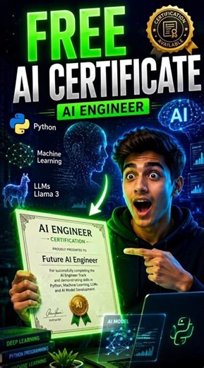 AI Engineer Course FREE | Certification Included 🚀#AI #MachineLearning #DataScience #Python
