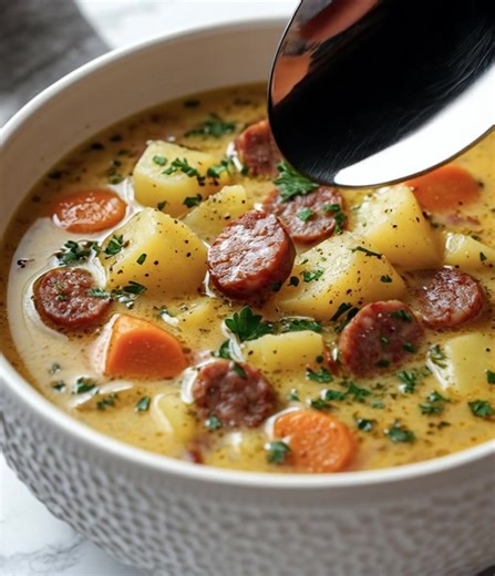 🇩🇪 German Potato Soup (Kartoffelsuppe) Rich, cozy, and packed with smoky sausage — this classic German soup is the kind of comfort food that warms you right to the core. Perfect for cold nights! 💬 Get the Full Recipe 👇 (check comments) #GermanPotatoSoup #ComfortFood #HomemadeSoup #WinterMeals #GermanRecipes #FoodLovers #SausageSoup #OnePotMeals | Cooking Recipes