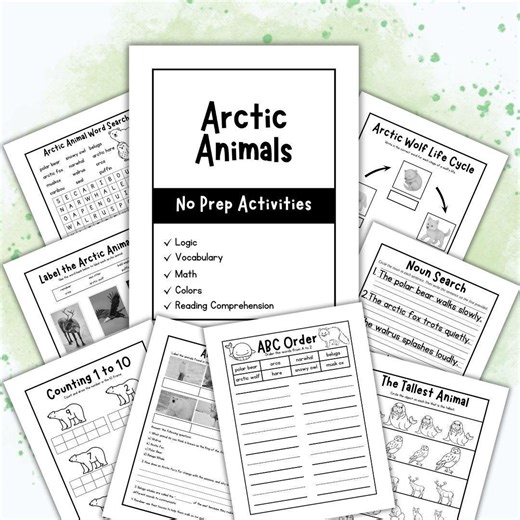 Arctic Animals No Prep Worksheet Pack | Math Language Reading Skills Digital Download Curriculum - Etsy