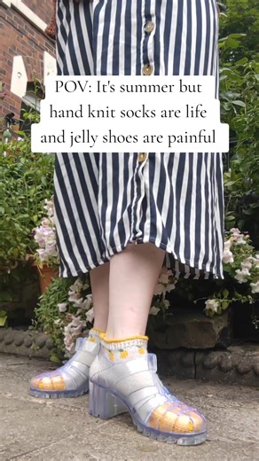 Show Off Your Hand Knit Socks with Jelly Shoes