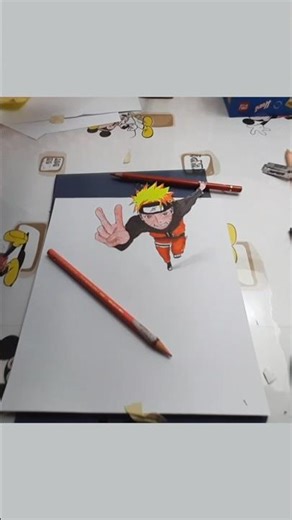 Drawing Naruto with Hyper-Realistic 3D Effects #naruto #3dart #animerealism