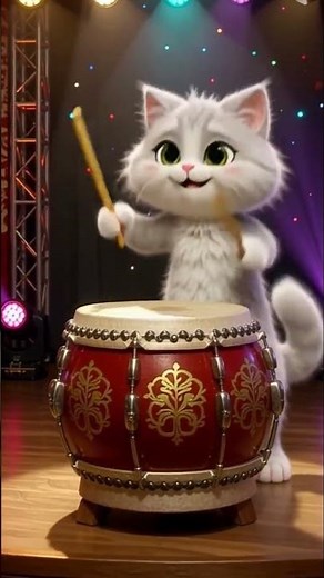👉 Cute 3D Cartoon Cat Dancing with Drum | Funny Cat Dance Shorts