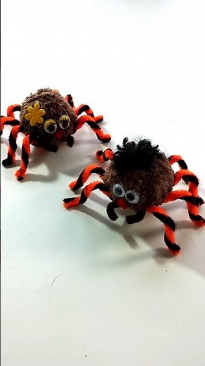 Pająki na Halloween 🕷🕸🕷DIY #shorts #pajak #pompon #halloween #dc #rękodzieło #pająk #maskotka