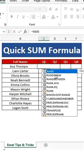 Quickly Apply SUM Formula in Excel | Add Numbers Instantly ⚡