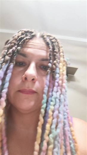 alllll pastel now. lesson learned. don't mix vibrant rainbow with pastel rainbow. I feel so much better with these. find these wool dreadlocks on Etsy by a maker called DiaDreads. absolutely one of my favorite wool dreadlock makers. #rainbowismyfavoritecolor #dreadlockextensions #wooldreadlocks #newcontentcreator #floridapanhandle