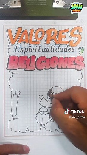 Carátula de Valores Espirituales y Religiones fácil y paso a paso 😇 #portadas #parati #letras #caratulasbonitas #tutorial