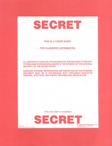 View 21 Secret Classification Cover Sheet