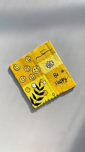 Yellow Moodboard | Easy Painting On Cardboard Ep-7 | Acrylic painting #art #painting #shorts