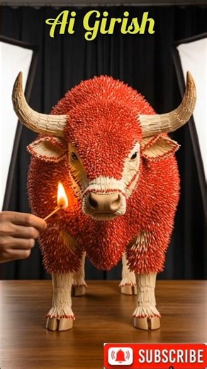 Burning Matchstick Bull Transformation 🔥🐂 | Satisfying AI Short #shorts