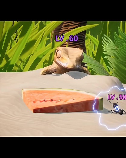 Animated Tropical Scenes Featuring Lizard, Ants, and Crab