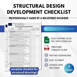 Structural Design Development Checklist, Drawing Checklist, Design Checklist, Drawing Progress Review, Drawing Review Checklist - Etsy
