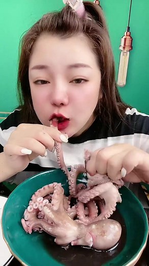 Delicious Octopus Eating ASMR Show by Cute Girl