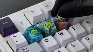 Cute Koi Fish Artisan Keycap - White and Blue Ocean Coral Reef R1 SA Profile Custom Keycaps 1U ESC - Handmade Gaming Resin Key Cap Cherry MX Switch Compatible Mechanical Keyboard Koi Lover Gift