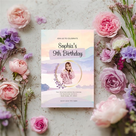 Celebrant Photo Birthday Invitation Template, Luxury Birthday Invite | Editable Canva Template - Etsy