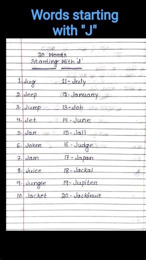 📚 20 English Words Starting With "J" Learn English Vocabulary | #viral #shorts #education #letter