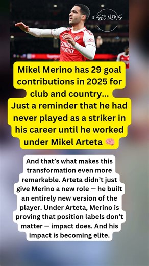 Mikel Merino’s Stunning Transformation Under Arteta#Arsenal #MikelMerino #Arteta #PremierLeague#epl