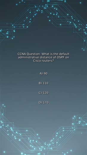 CCNA Quiz: What is the default administrative distance of OSPF on Cisco routers?
