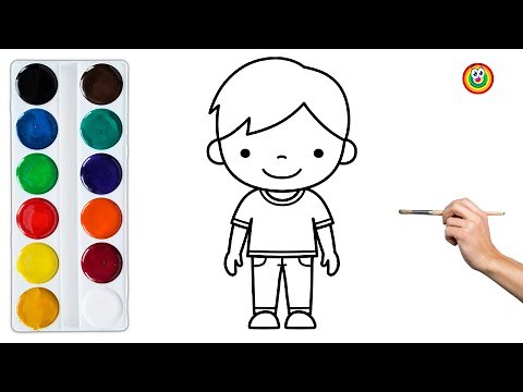 Cute Boy Drawing Easy | Coloring for Kids & Toddlers | How To Draw, Easy Painting