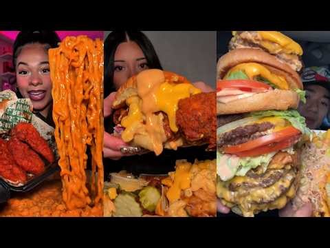 TIKTOK Mukbang Compilation🍗| Dave's Hot Chicken, Buldak, Wingstop, Taco Bell, Seafood & More!