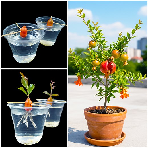 5.7K views · 80 reactions | Using water for growing pomegranate plant from buds | 100% success method in video | Amd MultiMedia | Facebook