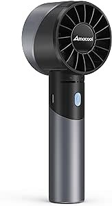 AMACOOL Portable Handheld Turbo Fan, 17Hrs Runtime, 4 Speeds Wind, Cool Metal Body, Rechargeable Battery Personal Fan, Mini Pocket Fans for Girl Woman Man Travel Makeup Camping Outdoor-Black Grey