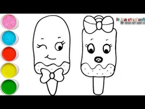 🍦 Cute Ice Cream Popsicle Drawing & Coloring for Kids | Easy Step by Step