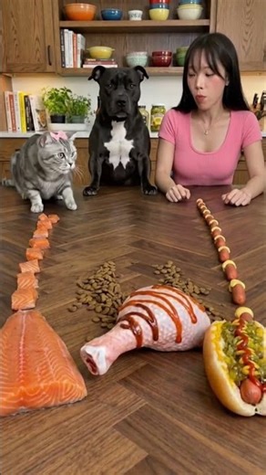 Dog is a Vacuum, Cat is a Queen... and I'm just struggling 😭🍽️ #cat #funnycats