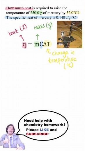 Solve for Heat using Specific Heat | q=mCT calorimetry #science #chemistry #shorts #short