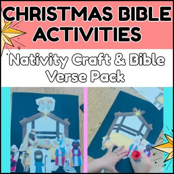Nativity Scene Cut & Paste Craft | Christmas Bible Coloring & Bible Verses